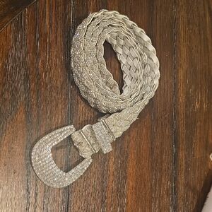 Chic Silver Rhinestone Braided Belt